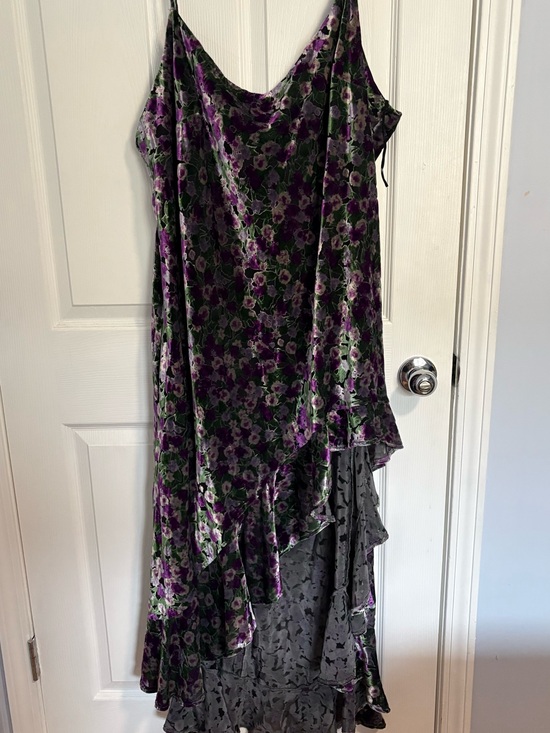 The Wolf Gang Dresses & Skirts - Velvet Floral High-Low Slip Dress in Purple and Black